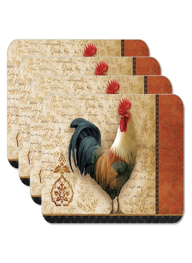 CounterArt Signature Rooster 4 Pack Reversible Easy Care Flexible Plastic Placemats Made in The USA BPA Free Easily Wipes Clean - Image 1