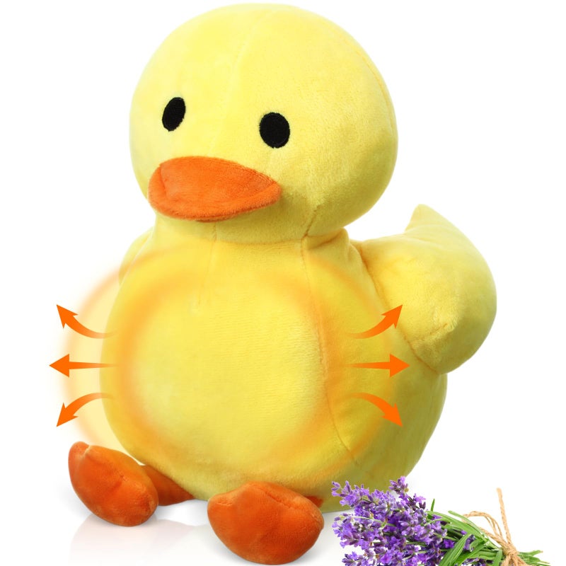 Realspring Microwavable Weighted Stuffed Animal for Kids Lavender Scented Cute Plush Heatable Coolable Plushie for Winter Gift Adults Soothing Warmth Comfort Heating PadDuck - Image 3