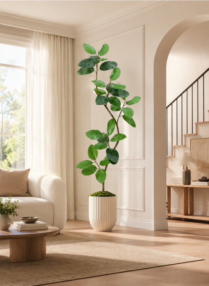 Sharpdo Artificial Fiddle Leaf Fig Tree 180cm Tall, Fake Rubber Plant for Indoor Home Office Living Room Decor, Large Potted Greenery Plant with Stable Base (Decorative Planter Not Included) - Image 2