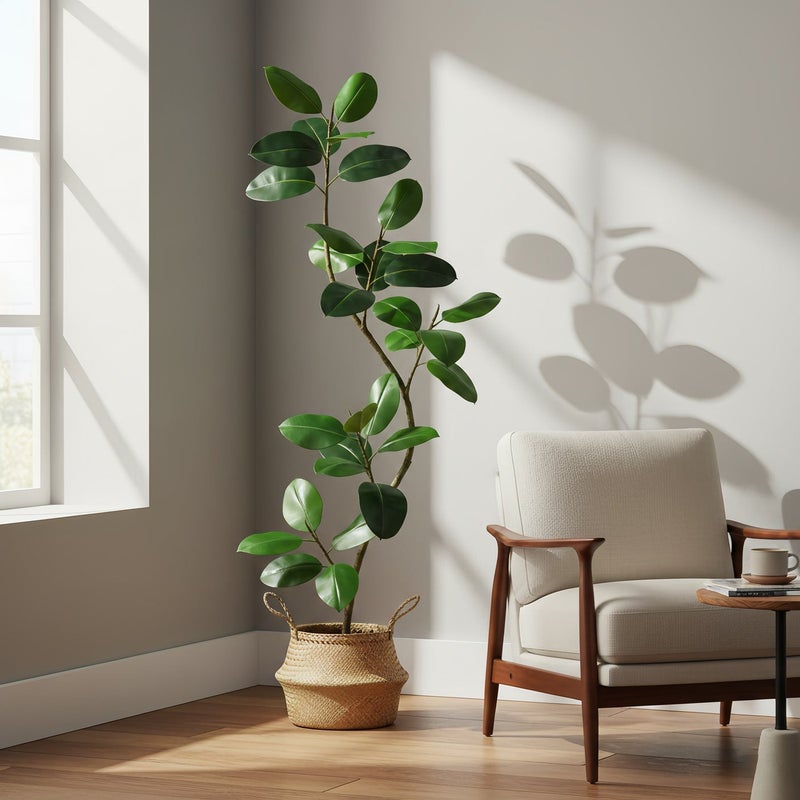 Sharpdo Artificial Fiddle Leaf Fig Tree 180cm Tall, Fake Rubber Plant for Indoor Home Office Living Room Decor, Large Potted Greenery Plant with Stable Base (Decorative Planter Not Included) - Image 3