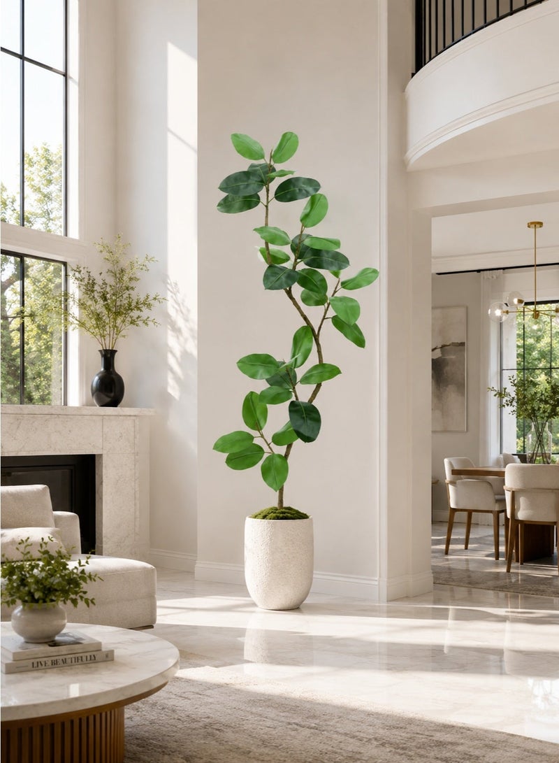 Sharpdo Artificial Fiddle Leaf Fig Tree 180cm Tall, Fake Rubber Plant for Indoor Home Office Living Room Decor, Large Potted Greenery Plant with Stable Base (Decorative Planter Not Included) - Image 1
