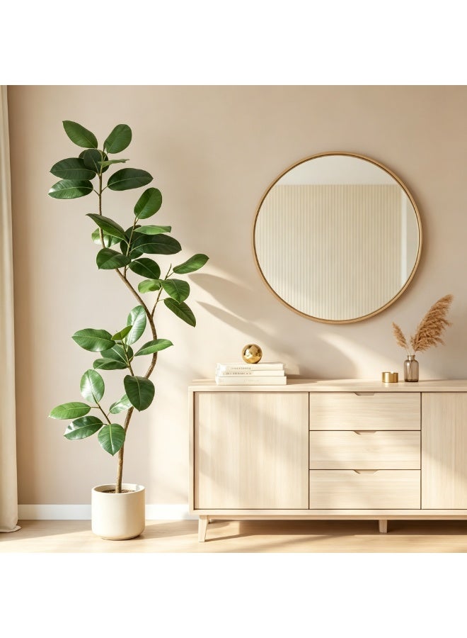 Sharpdo Artificial Fiddle Leaf Fig Tree 180cm Tall, Fake Rubber Plant for Indoor Home Office Living Room Decor, Large Potted Greenery Plant with Stable Base (Decorative Planter Not Included) - Image 4