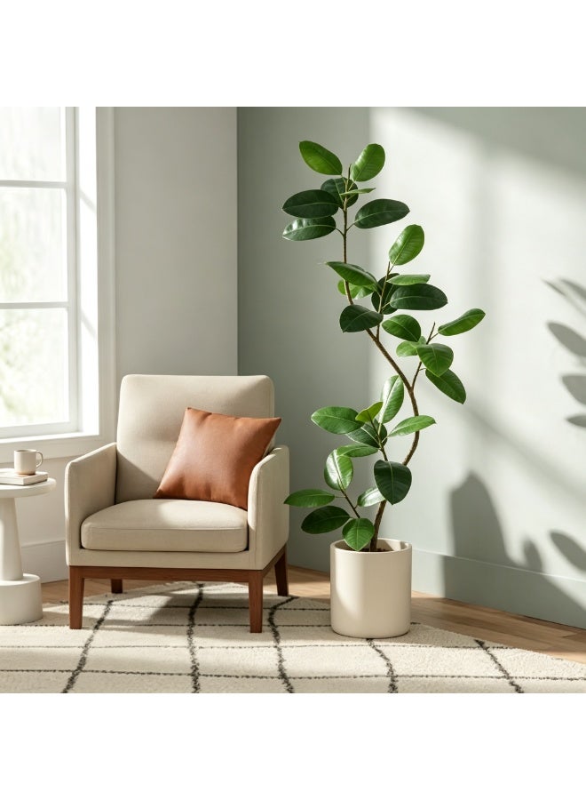 Sharpdo Artificial Fiddle Leaf Fig Tree 180cm Tall, Fake Rubber Plant for Indoor Home Office Living Room Decor, Large Potted Greenery Plant with Stable Base (Decorative Planter Not Included) - Image 5