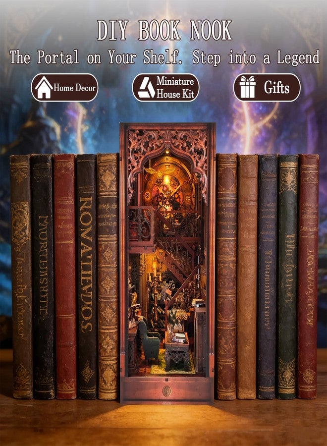OZJAY Book Nook Kit, 3D Wooden Puzzle for Adults, DIY Miniature House Kit for Bookshelf, Craft Kits for Family Friends Birthday Christmas, Magic Castle Bookstore - Image 3