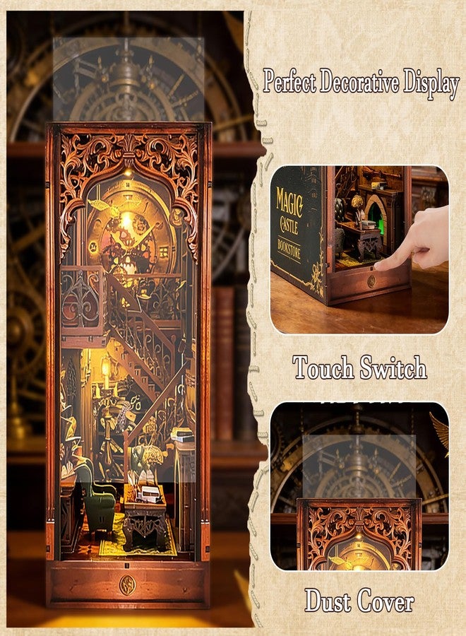OZJAY Book Nook Kit, 3D Wooden Puzzle for Adults, DIY Miniature House Kit for Bookshelf, Craft Kits for Family Friends Birthday Christmas, Magic Castle Bookstore - Image 4