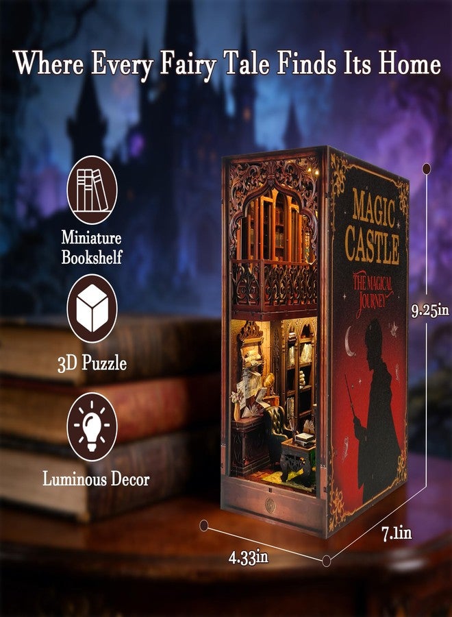 OZJAY Book Nook Kit, 3D Wooden Puzzle for Adults, DIY Miniature House Kit for Bookshelf, Craft Kits for Family Friends Birthday Christmas, Magic Castle Bookstore - Image 2