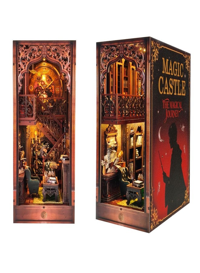 OZJAY Book Nook Kit, 3D Wooden Puzzle for Adults, DIY Miniature House Kit for Bookshelf, Craft Kits for Family Friends Birthday Christmas, Magic Castle Bookstore - Image 1