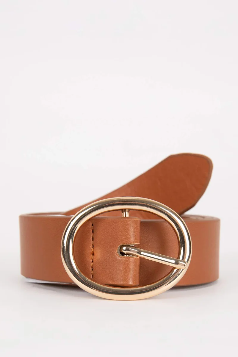 ديفاكتو Woman Oval Buckle Faux Leather Denim Belt