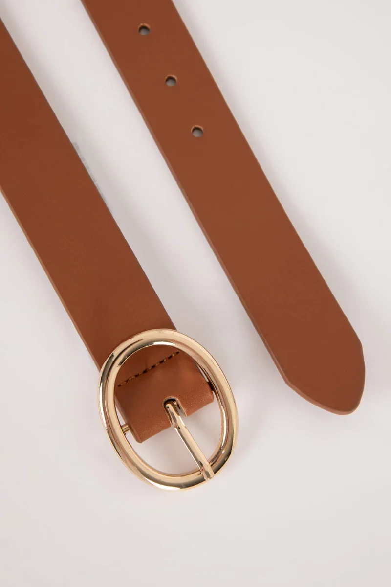 ديفاكتو Woman Oval Buckle Faux Leather Denim Belt