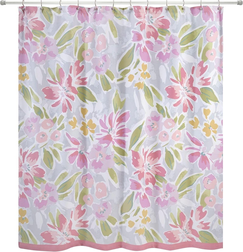 IZOD - Shower Curtain, Twill Fabric Curtain, Floral Bathroom Decor, Dorm Room Essentials (Catalina Collection, 72") - Image 1