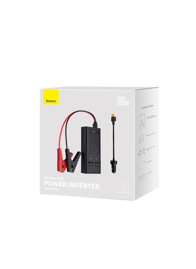 بيسوس جهاز تحويل طاقة Baseus IGBT بقدرة 300 واط (220 فولت، صيني/أوروبي)، لون أسود  - Image 1