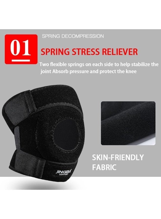 JINGBA SUPPORT Knee Braces, Knee Pad for Pain Relief, with Patella Gel Pad & Side Stabilizers, Adjustable Compression Sleeve for Meniscus Tear, ACL, Joint Pain, Runner,Black - Image 4