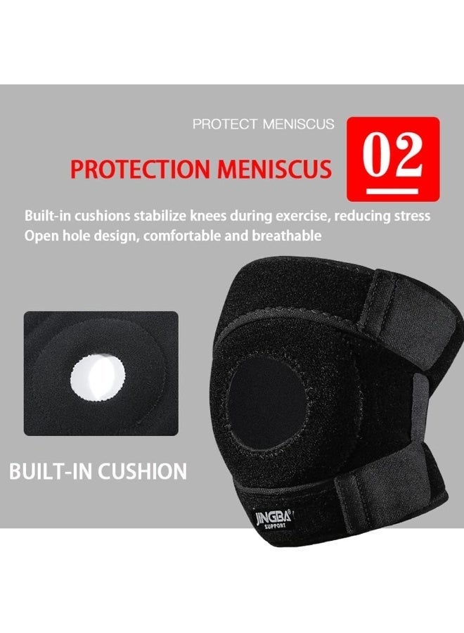 JINGBA SUPPORT Knee Braces, Knee Pad for Pain Relief, with Patella Gel Pad & Side Stabilizers, Adjustable Compression Sleeve for Meniscus Tear, ACL, Joint Pain, Runner,Black - Image 5