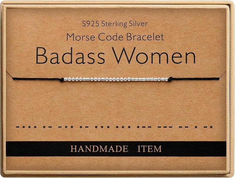 Monily Inspirational Gifts for Women Morse Code Bracelets for Women Funny Bracelet for Friend Funny Gift for Women Sterling Silver Bracelet for Women - Image 1