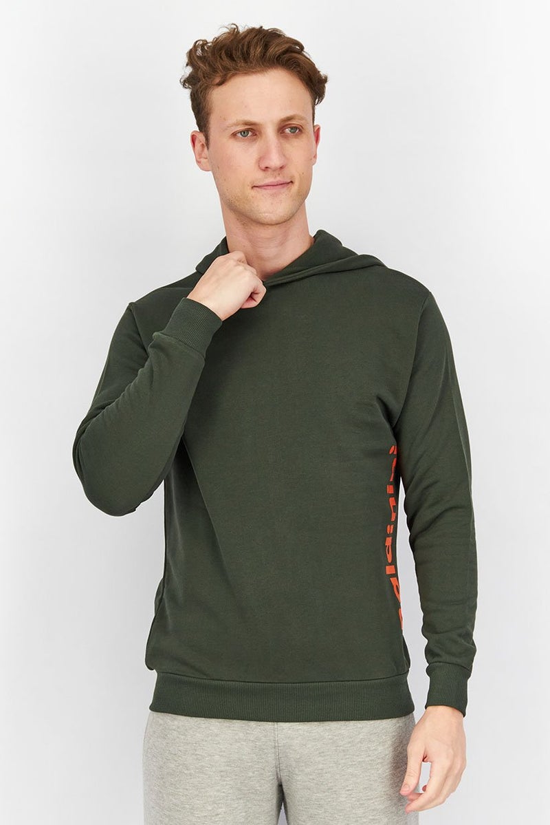 Baldinini Men Hooded Brand Logo Long Sleeves Sweatshirt, Green and Orange - Image 1