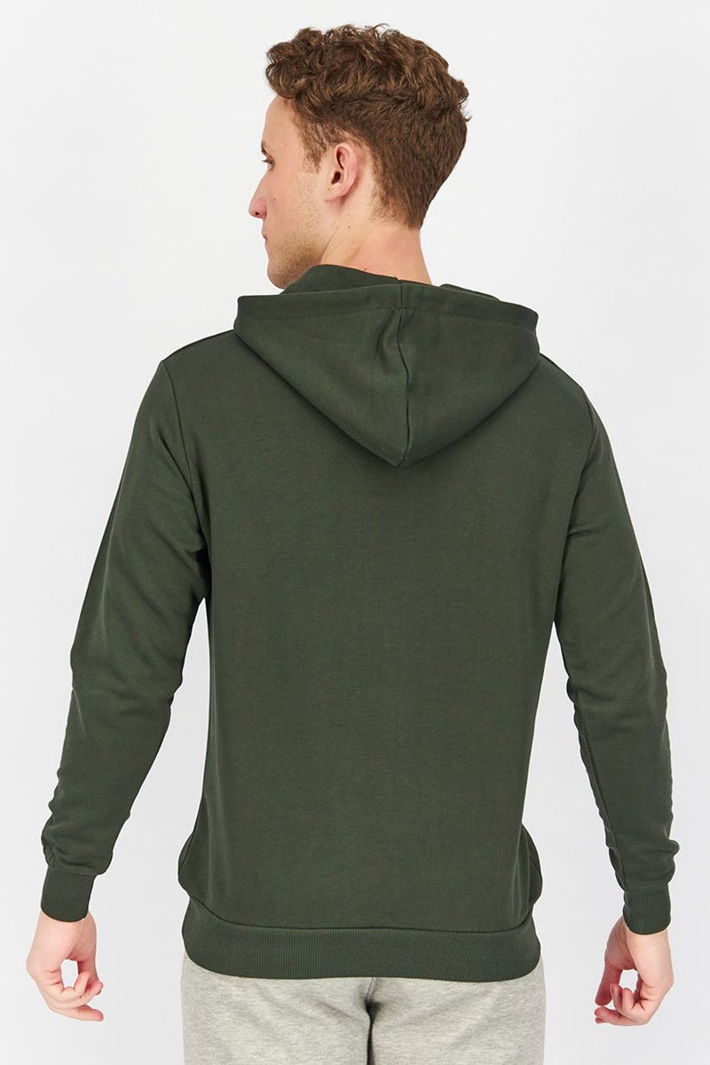 Baldinini Men Hooded Brand Logo Long Sleeves Sweatshirt, Green and Orange - Image 2