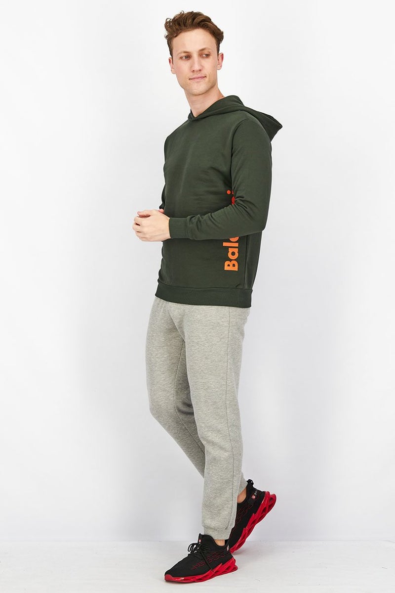 Baldinini Men Hooded Brand Logo Long Sleeves Sweatshirt, Green and Orange - Image 4