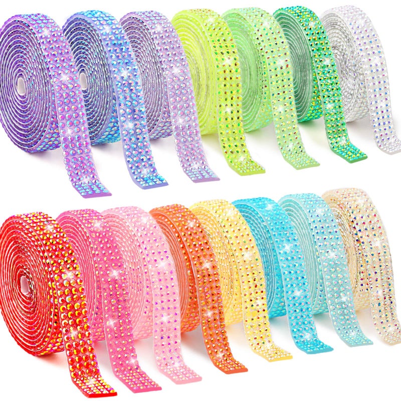 Tetutor 15 Yards Self Adhesive Rhinestone Strips, Rhinestone Ribbons Self Adhesive, Diamond Crystal Bedazzling Strips Glitter Bling Rhinestones Tape Stickers for Crafts, Fabric, Car, Shoes, DÃ©cor - Image 1