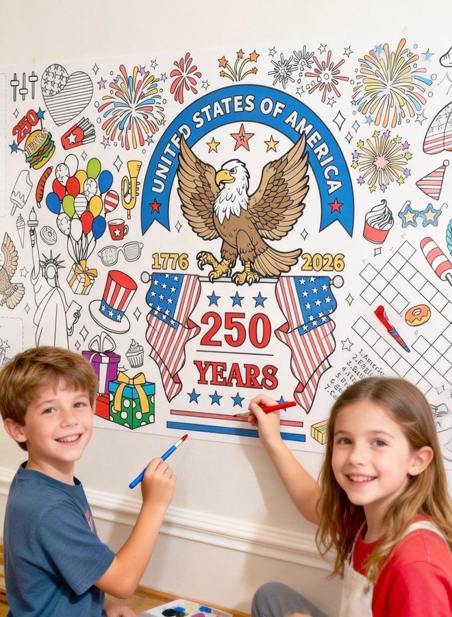 Diltik USA 250th Anniversary Giant Coloring Poster/Tablecloth – 30 x 72 Inch Jumbo 1776–2026 Patriotic Coloring Banner for Independence Party Games, Classroom Activities & Home Decor - Image 5