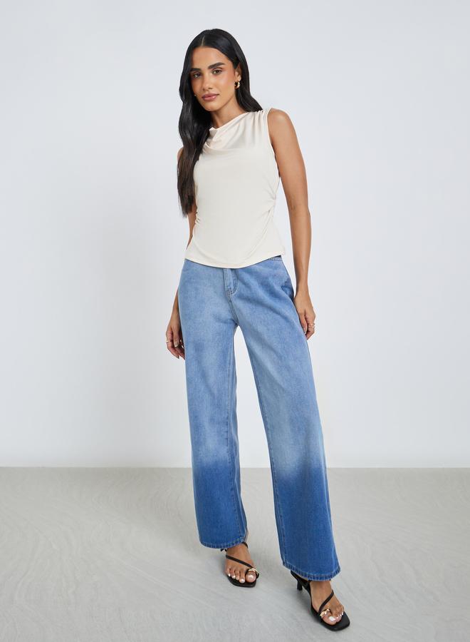 Styli Women Cream Gathered Waist Sleeveless Top - Image 2