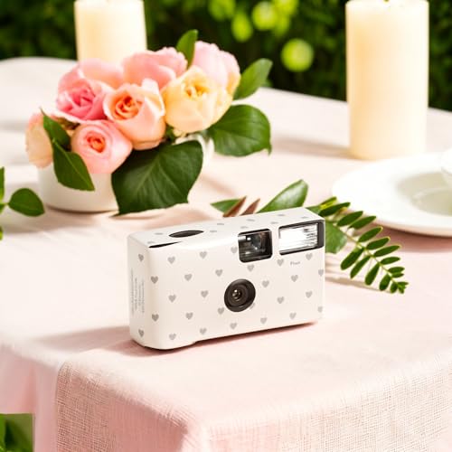 Weddingstar Disposable Camera with Flash - Single Use 35mm Film Camera for Wedding or Party Favors - Silver Hearts - Image 5