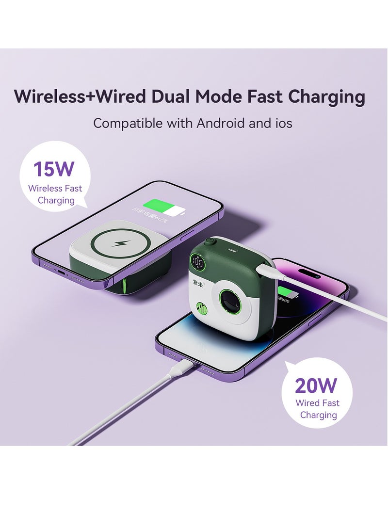 zime بنك طاقة مغناطيسي زيم E49A، 10,000 مللي أمبير، شاحن محمول لاسلكي قابل للطي، 20 واط USB-C متوافق مع سلسلة آيفون 16/15/14/13/12 - Image 2