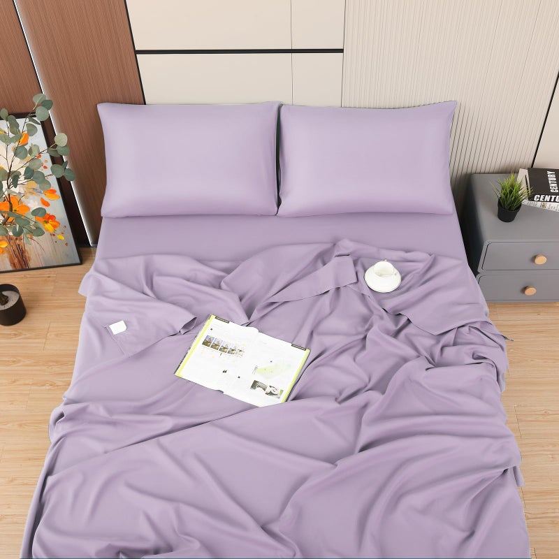 Toodou Soft Silky Touch, Mmost Comfortable and Luxurious Lavender Twin Flat Sheets Have Thickness, Softness and Warmth Breathable Stronger and More Durable Than Cotton - Image 3