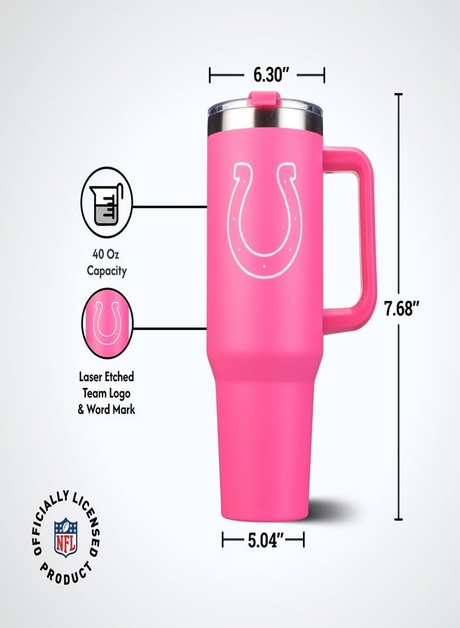 The Memory Company Officially Licensed NFL - Indianapolis Colts 40oz Pink Game Day Tumbler with Team Logo - Image 2