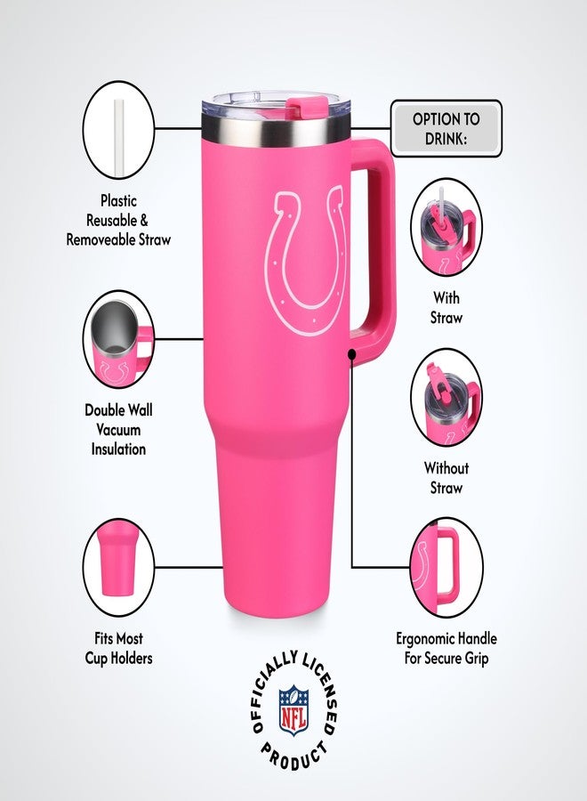 The Memory Company Officially Licensed NFL - Indianapolis Colts 40oz Pink Game Day Tumbler with Team Logo - Image 3