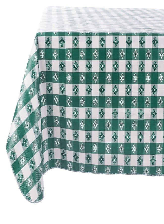 YOURTABLECLOTH مفرش طاولة من الفينيل بنقشة مربعات مع بطانة من الفلانيل للمطاعم والنزهات والمقاهي وتناول الطعام في الأماكن المغلقة والمفتوحة (أخضر وأبيض، مستطيل/بيضاوي 52 × 90) - Image 1