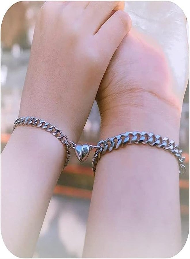 BEAUTIVIA Couples Matching Magnetic Heart Bracelet and Butterfly Ring Set, Valentine and Friendship Gift - Image 3