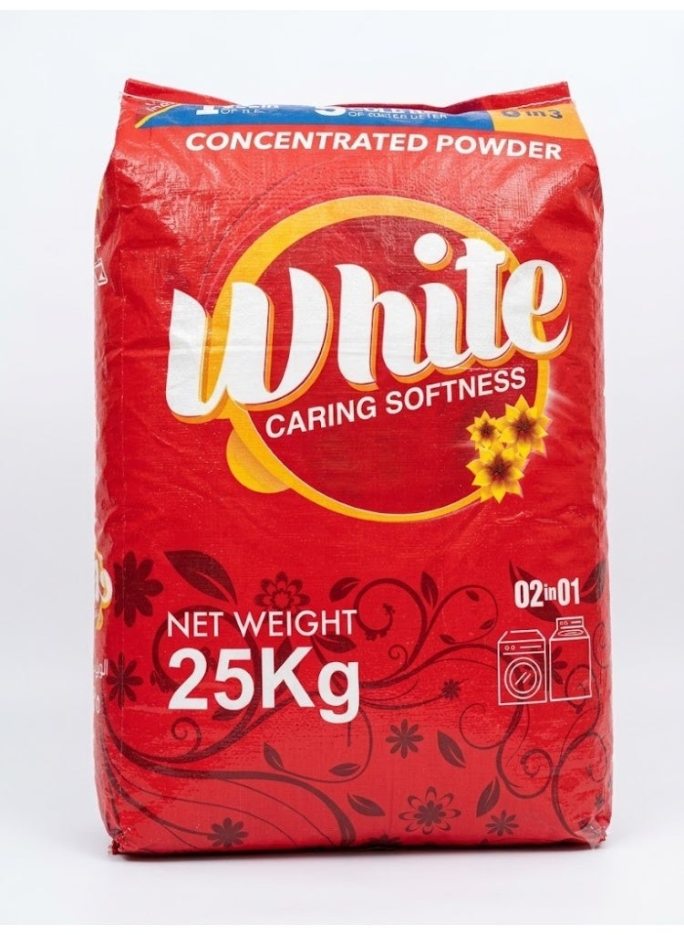 White 25KG Washing Powder Concentrated Detergent Powerful Stain Remover Gentle on Skin