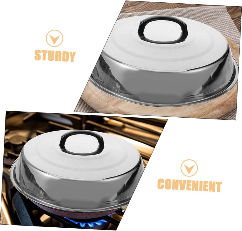 Stainless Steel Food Dome Cover for Steak High Portable Dish Cover for Outdoor Bbq Camping Keeps Food Warm and Protected from Dirt and Stains 38.00X38.00X6.00CM Silver - Image 3