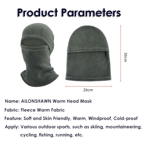 AILONSHAWN Black Ski Mask Fleece Balaclava Warm Winter Face Mask Men Shiesty Mask Women Motorcycle Thermal Fleece Face Cover for Cold Weather Snowboarding - Image 2