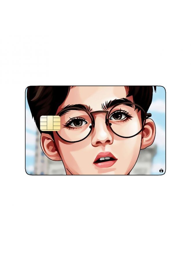 RKN PRINTED BANK CARD STICKER Cool Anime Guy Drawing With Glasses - Image 1