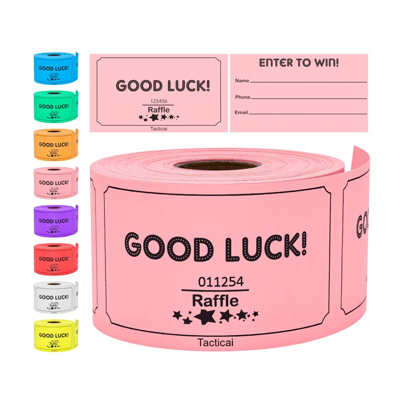 Tacticai 250 Raffle Tickets, Pink (1 of 8 Colors), Raffle Cards, Entry Form with Name, Phone & Email for Events, Fundraiser & Prizes - Image 4