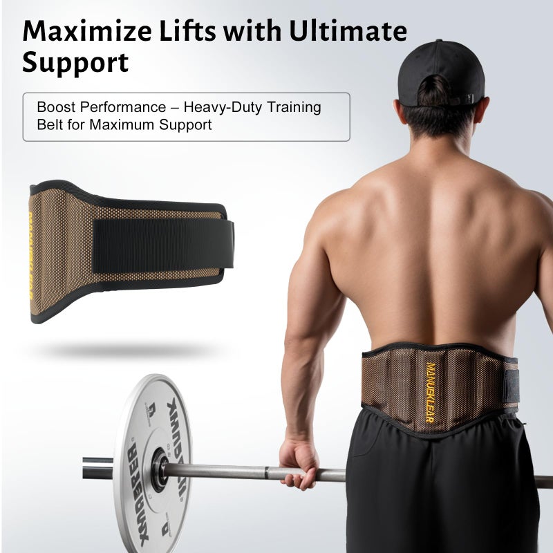 M MANUEKLEAR MANUEKLEAR Gym Weight Lifting Belt Weight Lifting Workout Weightlifting Powerlifting Belt for Men Women - 7.5inch - Bodybuilding Fitness Back Support for Cross Training, Squats, Lunges - Image 5
