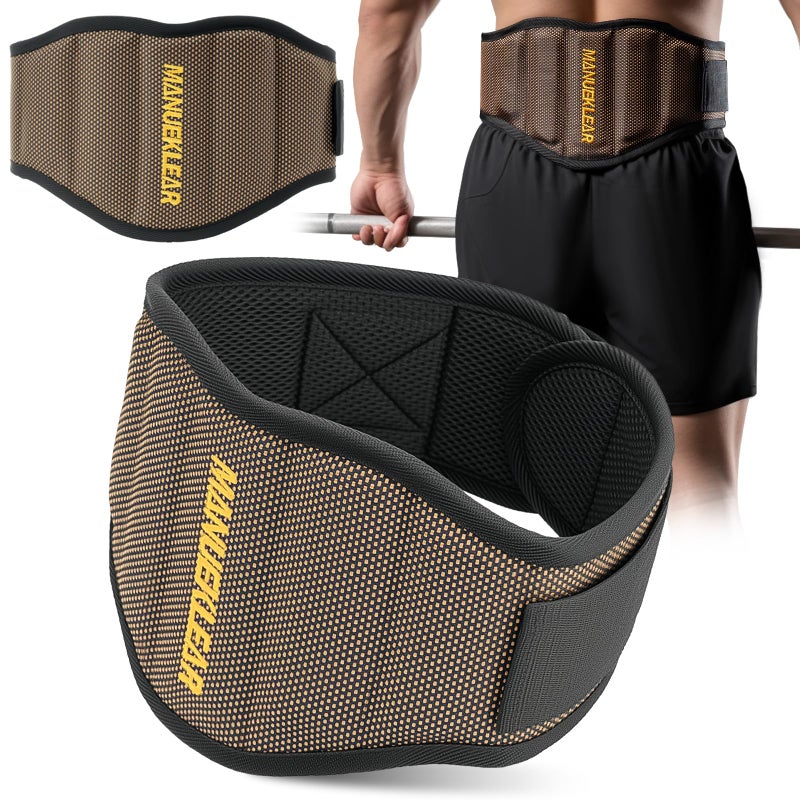 M MANUEKLEAR MANUEKLEAR Gym Weight Lifting Belt Weight Lifting Workout Weightlifting Powerlifting Belt for Men Women - 7.5inch - Bodybuilding Fitness Back Support for Cross Training, Squats, Lunges - Image 1