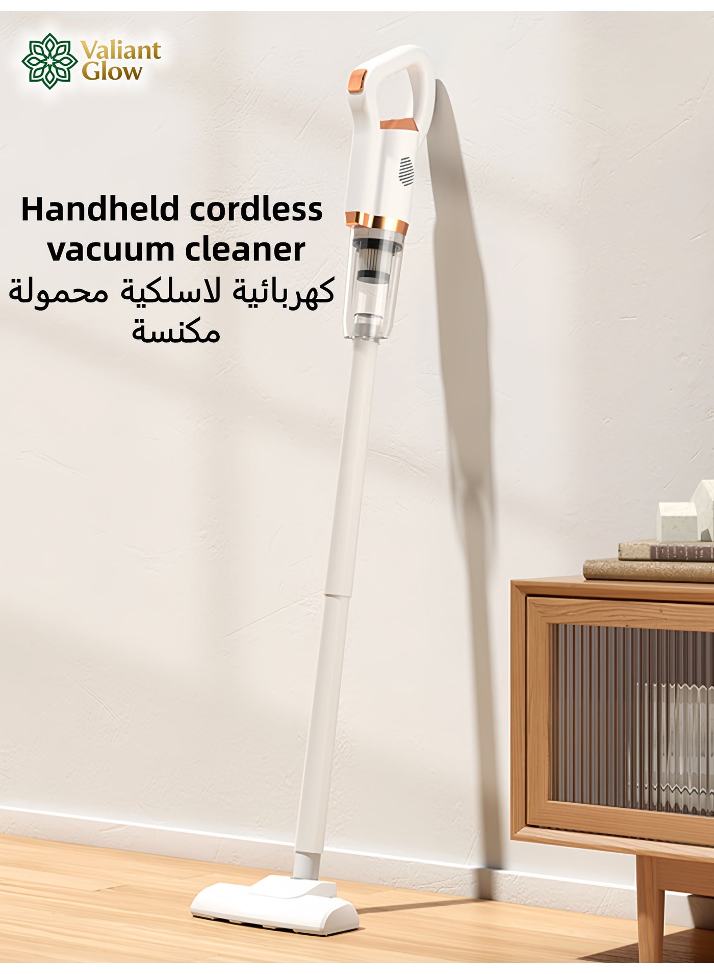 Portable Handheld Vacuum Cleaner | 2-in-1 cordless vacuum cleaner | handheld/upright vaccum without plug | 55dB quiet operation, rechargeable,vacuum cleaner stick | suitable for various floor types and pet hair | USB rechargeable (White)