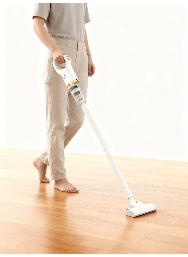 توهج شجاع مكنسة كهربائية محمولة يدوية | مكنسة كهربائية لاسلكية 2 في 1 | يدوية/عمودية | تشغيل هادئ 55 ديسيبل، قابلة لإعادة الشحن | مناسبة لأنواع الأرضيات المختلفة وشعر الحيوانات الأليفة | قابلة لإعادة الشحن عبر منفذ USB (أبيض) - Image 5