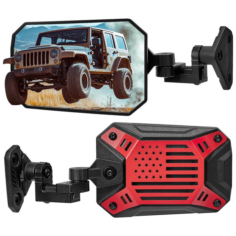 JOYTUTUS Mirrors Doors Off Doors On Compatible with Wrangler TJ JK JKU All Year Used Side Mirrors for Wrangler 19972018 Wider View No Vibrate  Wobble Red