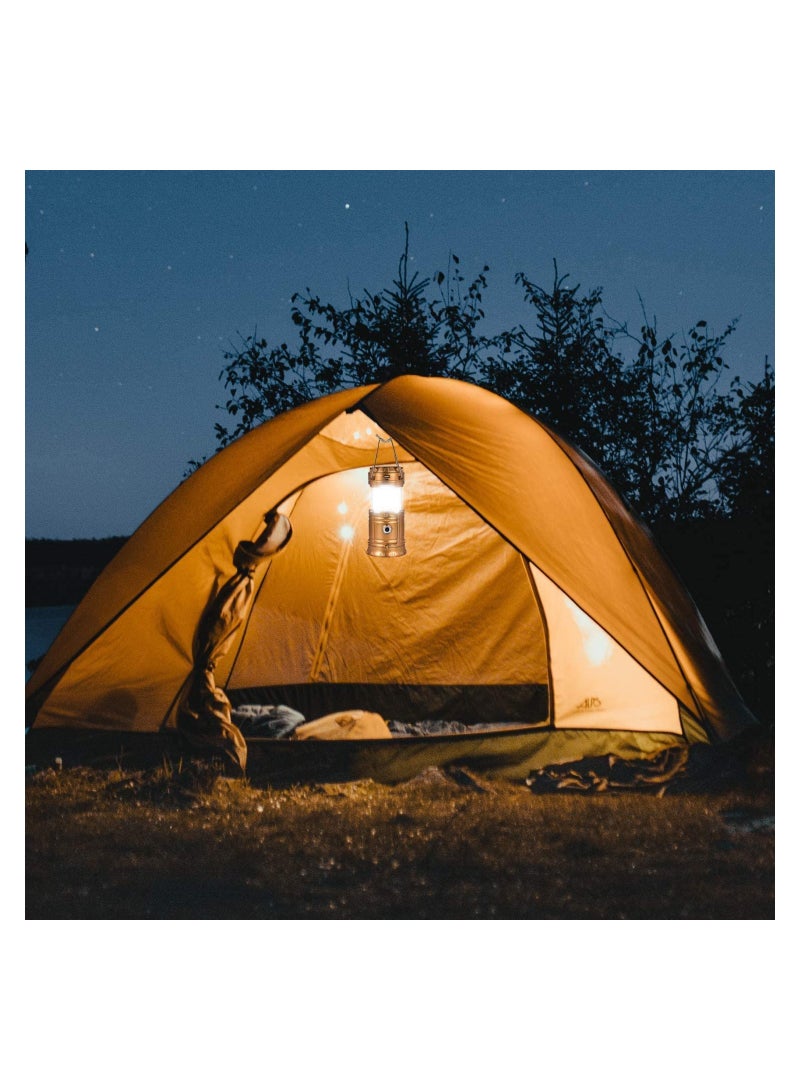 Solar Camping Lights 2 Packs, USB Direct Charge Ultra Bright LED Collapsible Water Resistant Lanterns Flashlights - Image 3