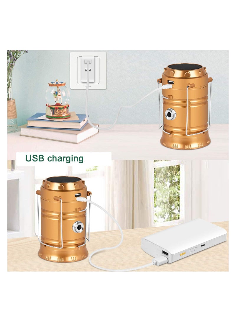 Solar Camping Lights 2 Packs, USB Direct Charge Ultra Bright LED Collapsible Water Resistant Lanterns Flashlights - Image 4