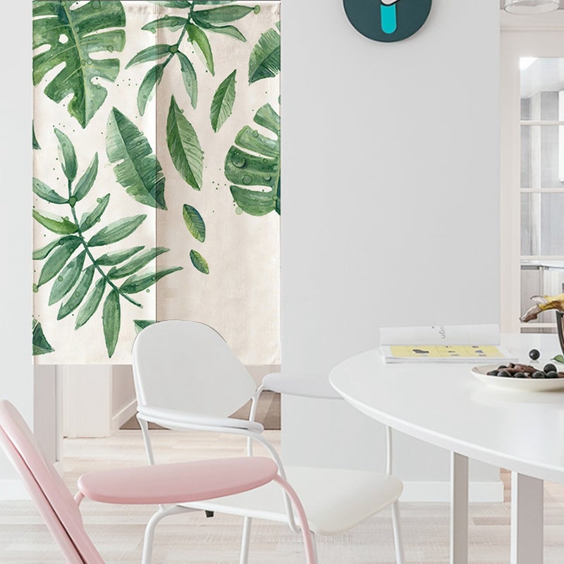 Japanese Style Green Leaves Printed Kids Doorway Curtain Bedroom Divider Curtain Blind 85*120CM - Image 5