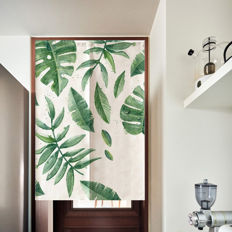 Japanese Style Green Leaves Printed Kids Doorway Curtain Bedroom Divider Curtain Blind 85*120CM - Image 4
