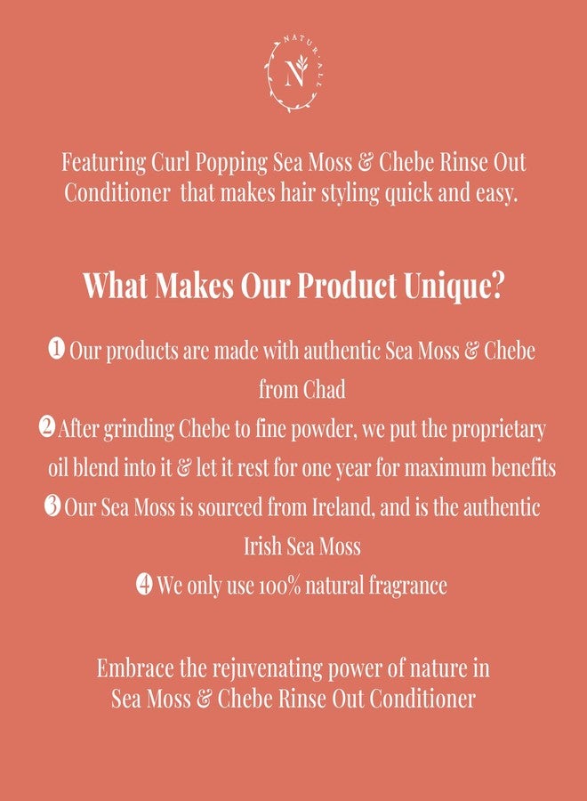 NaturAll Sea Moss & Chebe Anti Frizz Conditioner - Sulfate-Free Curl Hair Conditioner for Dry Hair - Detangles, Softens & Moisturizes Dry, Damaged Hair, Helps Reduce Breakage & Smooth Frizz (8.5 Oz) - Image 5