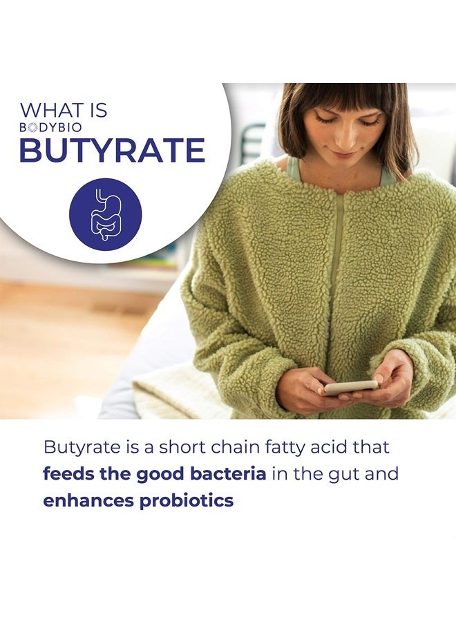 BodyBio مكمل صحة الأمعاء 60 كبسولة - بوتيرات + صوديوم | البوست بايوتيك النهائي | بدون انتفاخ | بدون غازات | براز رائع | يدعم الهضم الصحي | إصلاح الأمعاء المتسربة | بدون إضافات