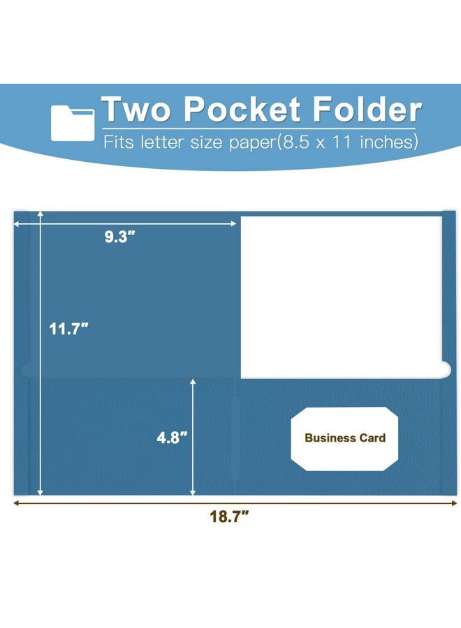 LAYZZ Folders with Pockets, LAYZZ 60 Pack Paper Pocket Folders, 2 Pocket Folders Fits Letter Size Paper, for School Office and Home (Blue) - Image 2