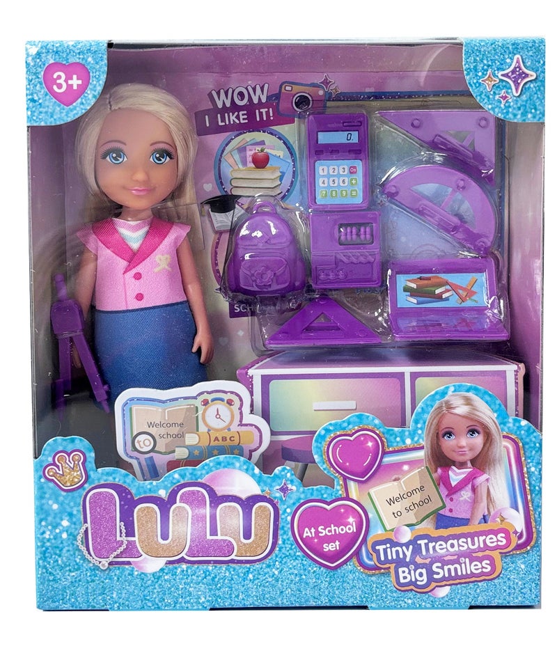 LuLu 5" Lulu Doll at School – Study Series Doll with School Bag and Stationery | Girls Toys 3+ - Image 1