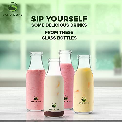 SAND DUNE Set of 12, 500 ml Each Glass milk bottle, with metal Lid for Milk, Smoothie, Juices - Reusable Suitable For Fridge Storage - Image 2